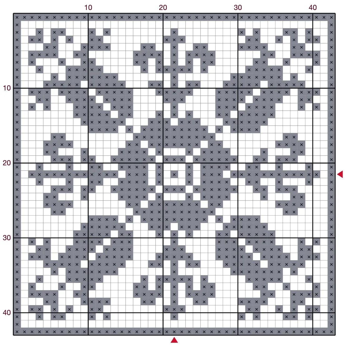 Antique leaf-and-cross flower: the chart