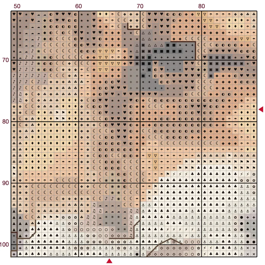 Red fox portrait: a piece of the chart